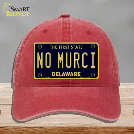 No Murci Delaware Novelty License Plate Hat Unconstructed Cotton / Red