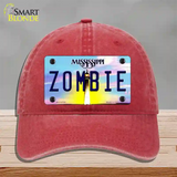 Zombie Mississippi Novelty License Plate Hat Unconstructed Cotton / Red