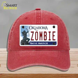 Zombie Oklahoma Novelty License Plate Hat Unconstructed Cotton / Red