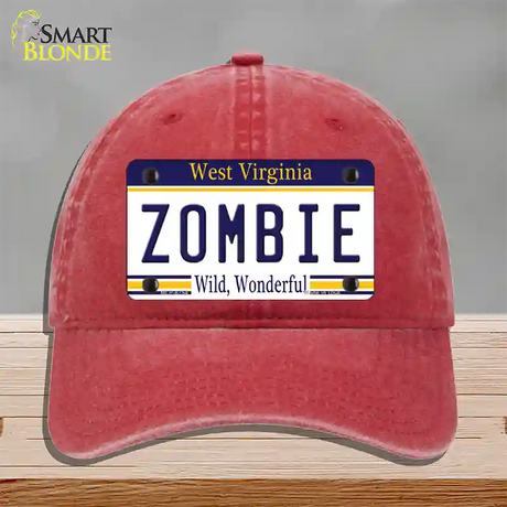 Zombie West Virginia Novelty License Plate Hat Unconstructed Cotton / Red