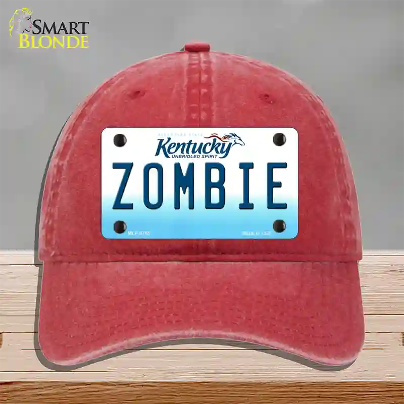 Zombie Kentucky Novelty License Plate Hat Unconstructed Cotton / Red