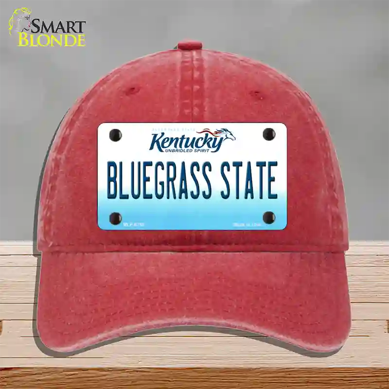 Bluegrass State Kentucky Novelty License Plate Hat Unconstructed Cotton / Red