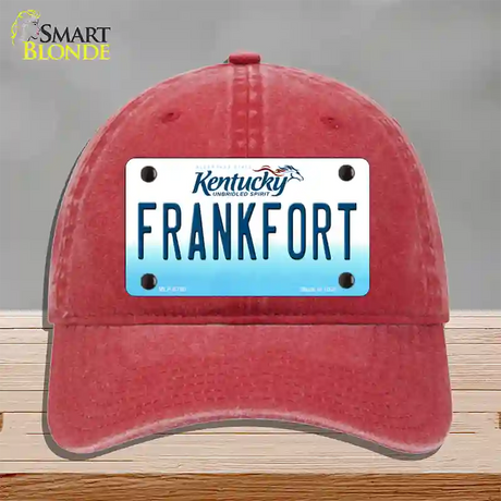 Frankfort Kentucky Novelty License Plate Hat Unconstructed Cotton / Red