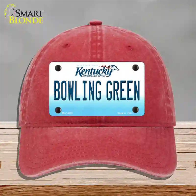 Bowling Green Kentucky Novelty License Plate Hat Unconstructed Cotton / Red