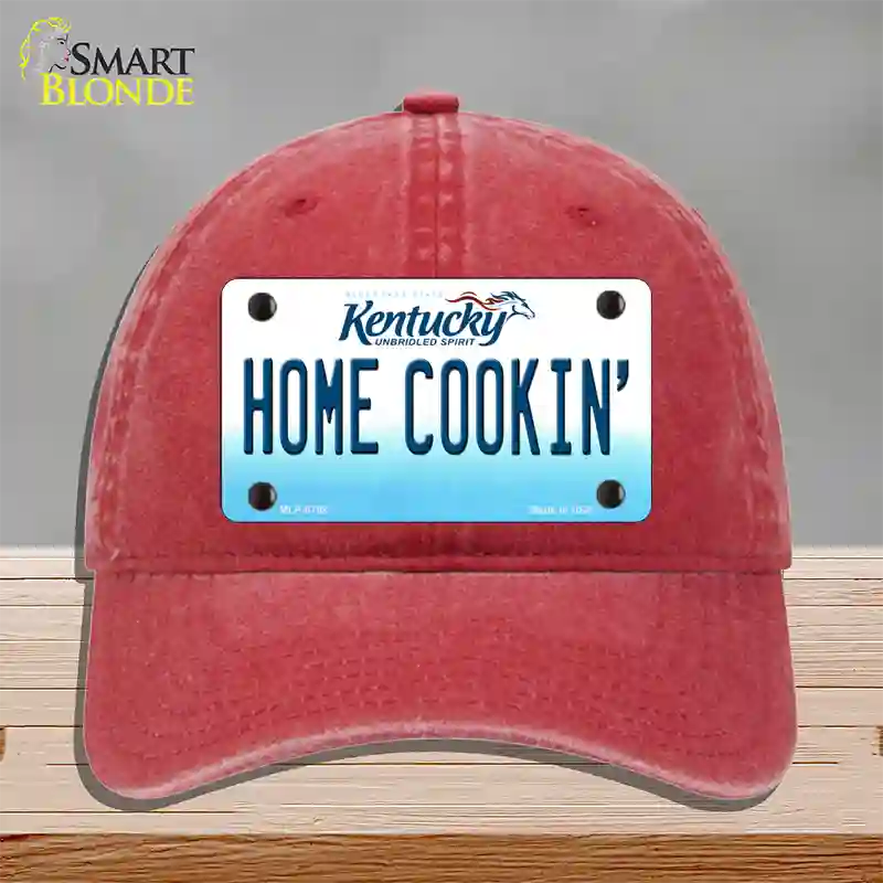 Home Cookin Kentucky Novelty License Plate Hat Unconstructed Cotton / Red