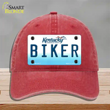 Biker Kentucky Novelty License Plate Hat Unconstructed Cotton / Red