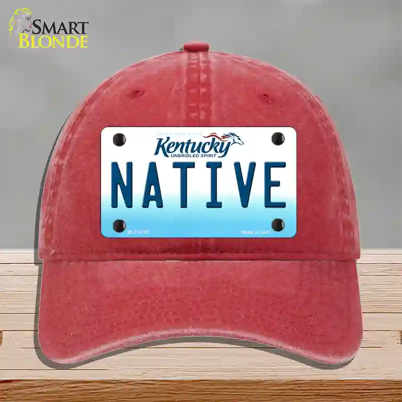 Native Kentucky Novelty License Plate Hat Unconstructed Cotton / Red