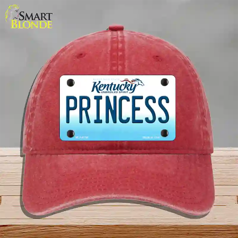 Princess Kentucky Novelty License Plate Hat Unconstructed Cotton / Red