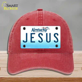 Jesus Kentucky Novelty License Plate Hat Unconstructed Cotton / Red