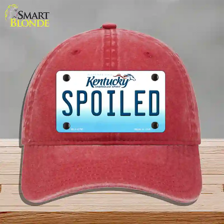 Spoiled Kentucky Novelty License Plate Hat Unconstructed Cotton / Red