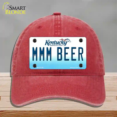 MMM Beer Kentucky Novelty License Plate Hat Unconstructed Cotton / Red