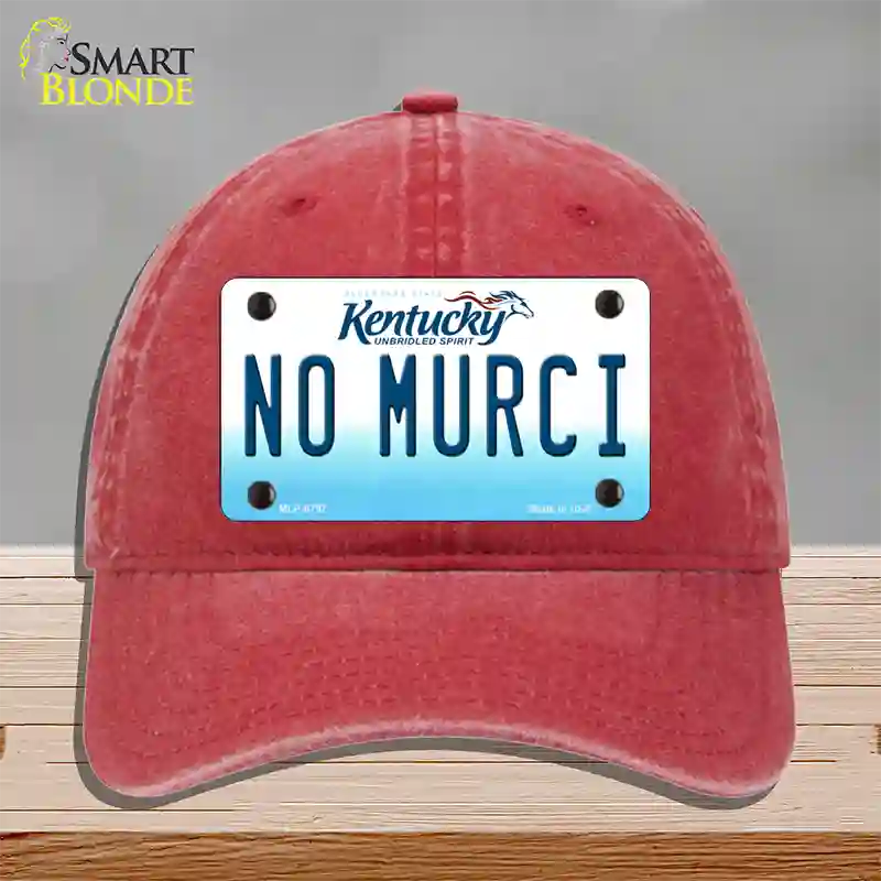 No Murci Kentucky Novelty License Plate Hat Unconstructed Cotton / Red