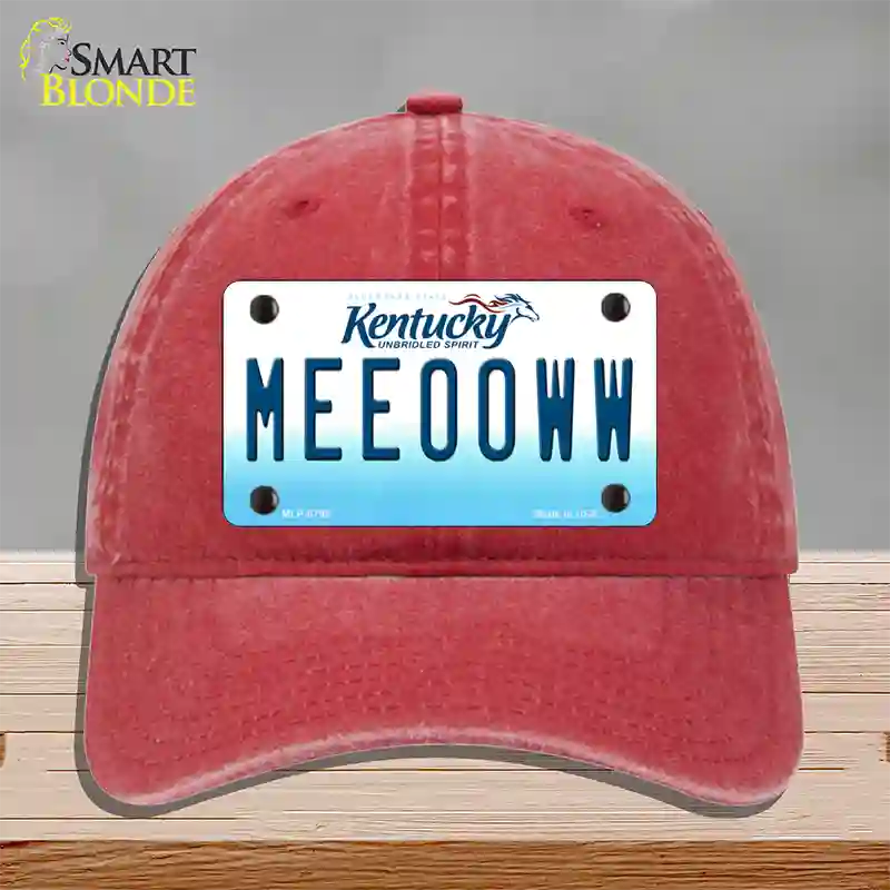 Meeooww Kentucky Novelty License Plate Hat Unconstructed Cotton / Red