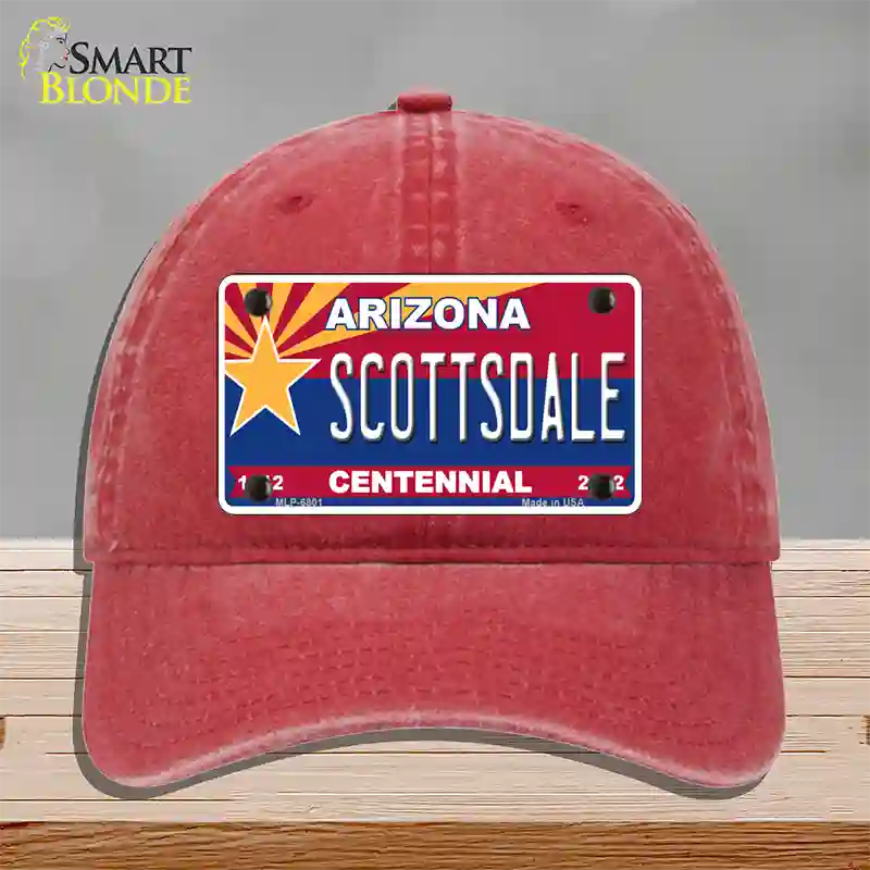 Arizona Centennial Scottsdale Novelty License Plate Hat Unconstructed Cotton / Red