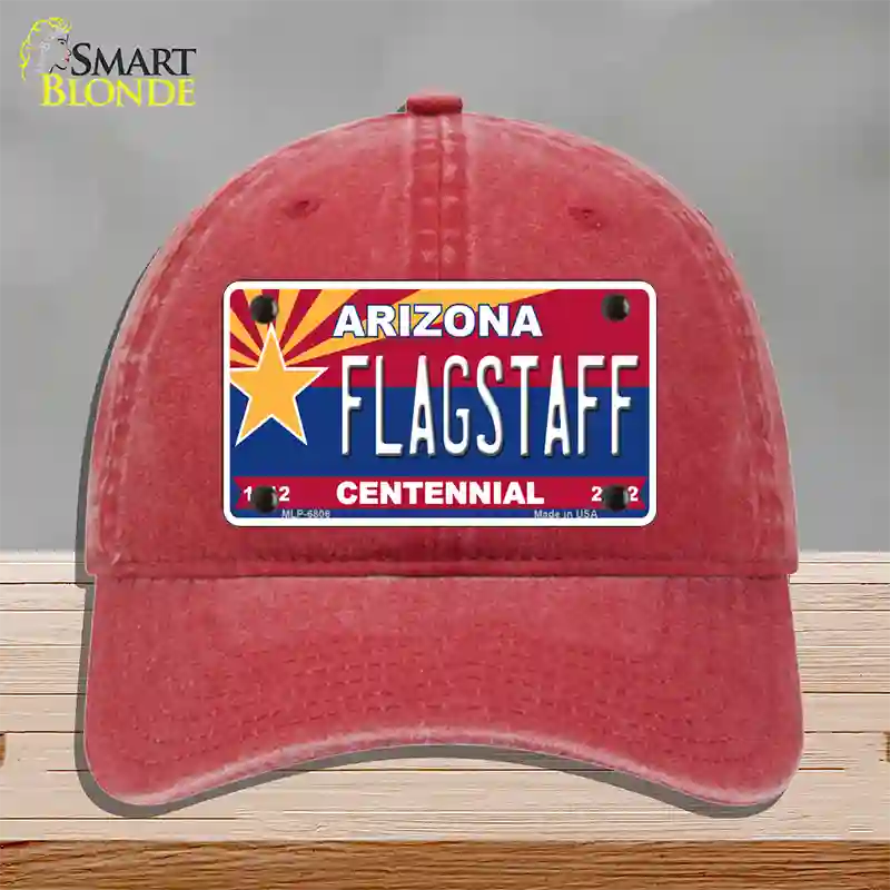 Arizona Centennial Flagstaff Novelty License Plate Hat Unconstructed Cotton / Red