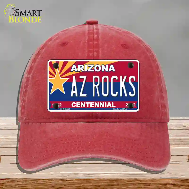 Arizona Centennial Az Rocks Novelty License Plate Hat Unconstructed Cotton / Red