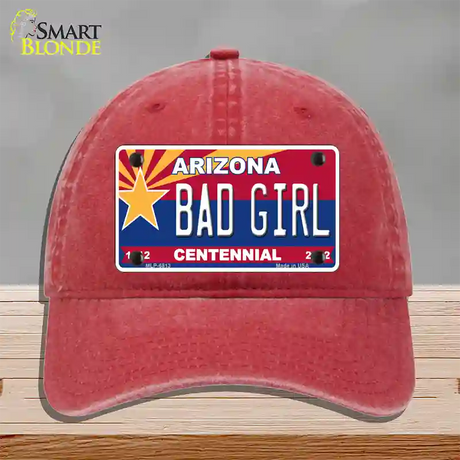 Arizona Centennial Bad Girl Novelty License Plate Hat Unconstructed Cotton / Red