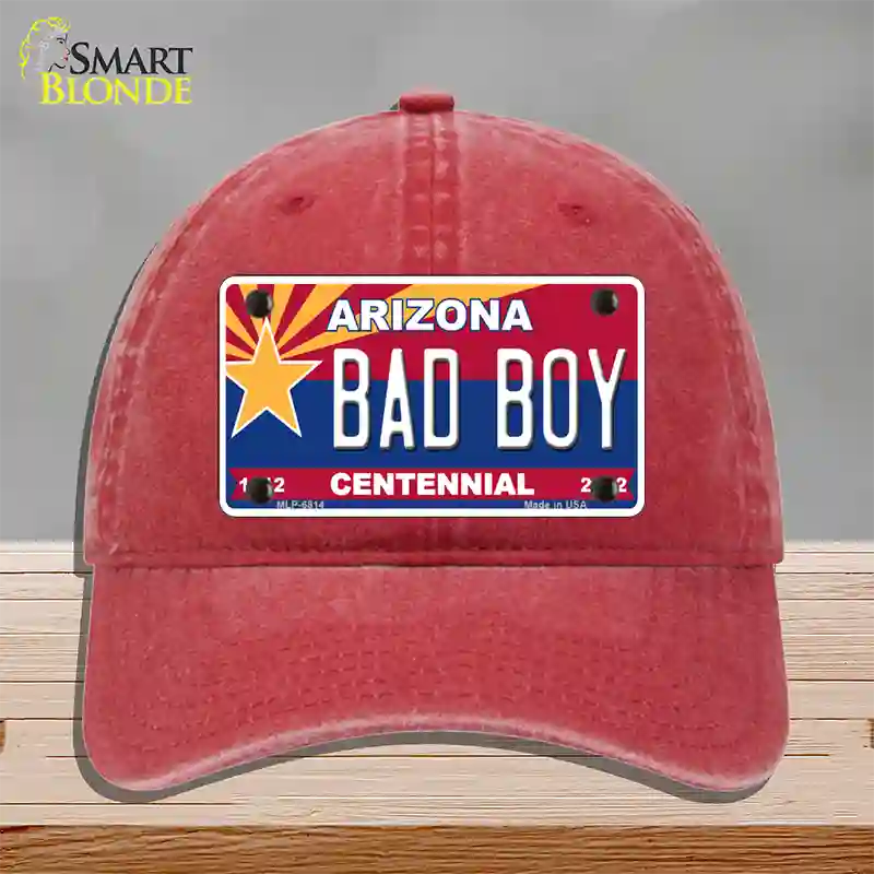 Arizona Centennial Bad Boy Novelty License Plate Hat Unconstructed Cotton / Red