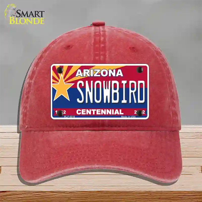 Arizona Centennial Snowbird Novelty License Plate Hat Unconstructed Cotton / Red