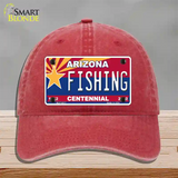 Arizona Centennial Fishing Novelty License Plate Hat Unconstructed Cotton / Red