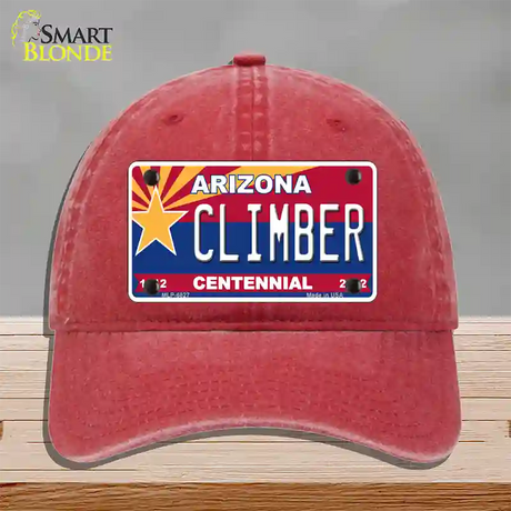 Arizona Centennial Climber Novelty License Plate Hat Unconstructed Cotton / Red