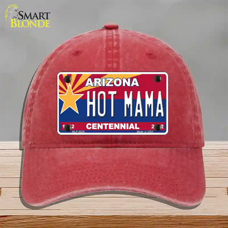 Arizona Centennial Hot Mama Novelty License Plate Hat Unconstructed Cotton / Red