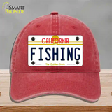 Fishing California Novelty License Plate Hat Unconstructed Cotton / Red