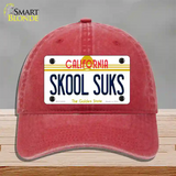 Skool Suks California Novelty License Plate Hat Unconstructed Cotton / Red