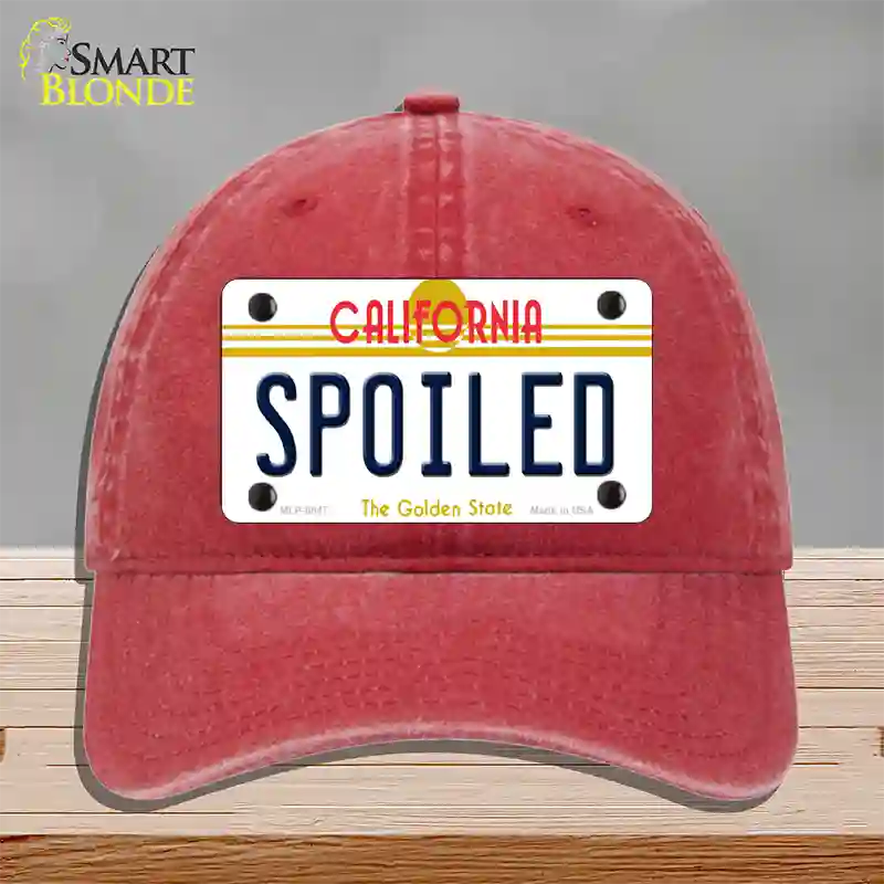 Spoiled California Novelty License Plate Hat Unconstructed Cotton / Red