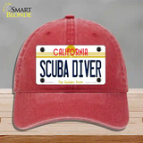 Scuba Diver California Novelty License Plate Hat Unconstructed Cotton / Red