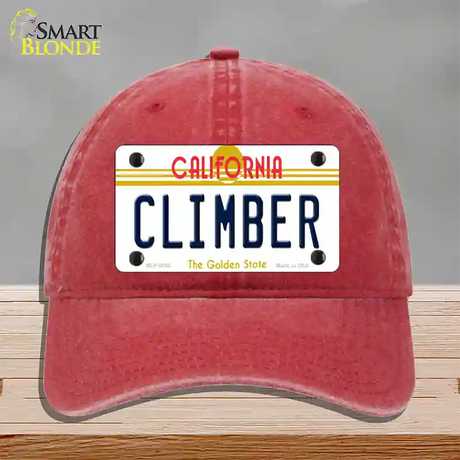 Climber California Novelty License Plate Hat Unconstructed Cotton / Red