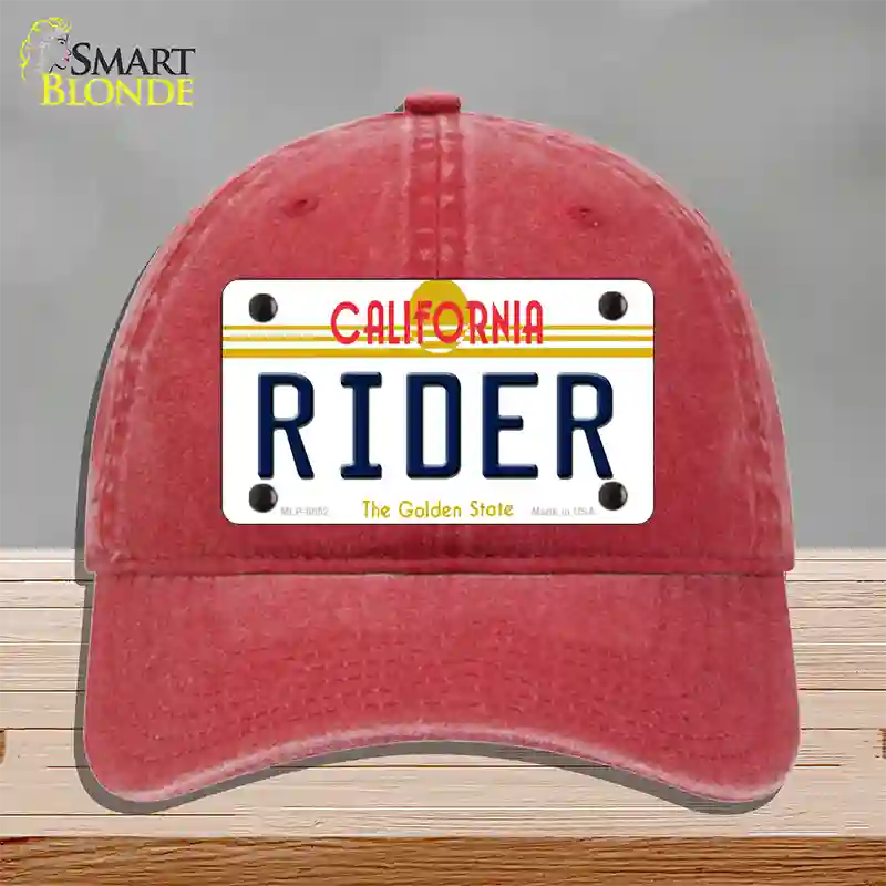 Rider California Novelty License Plate Hat Unconstructed Cotton / Red