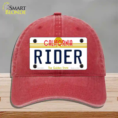 Rider California Novelty License Plate Hat Unconstructed Cotton / Red