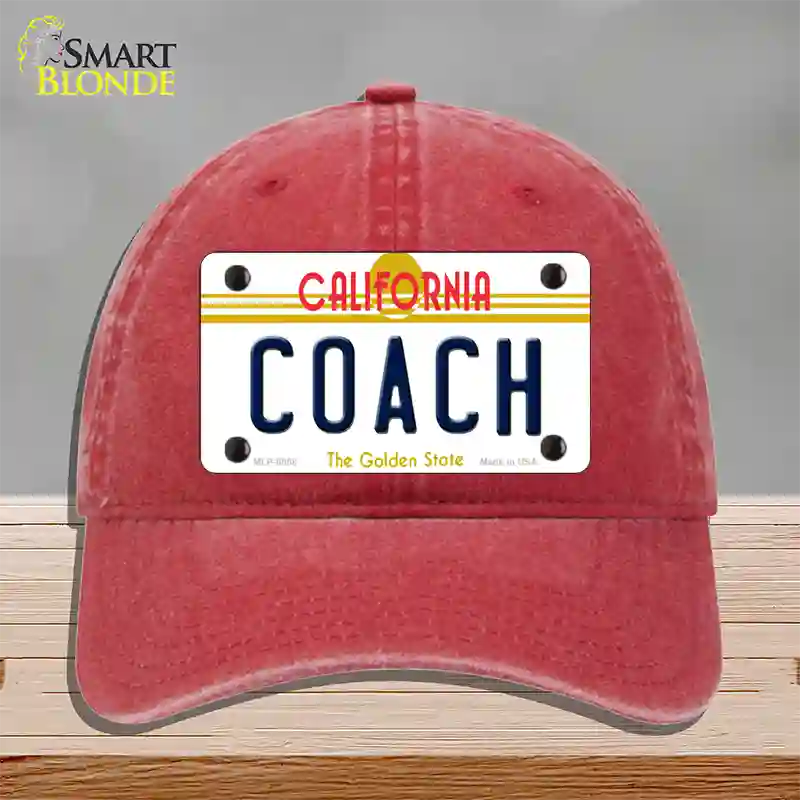 Coach California Novelty License Plate Hat Unconstructed Cotton / Red