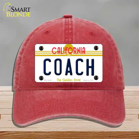 Coach California Novelty License Plate Hat Unconstructed Cotton / Red