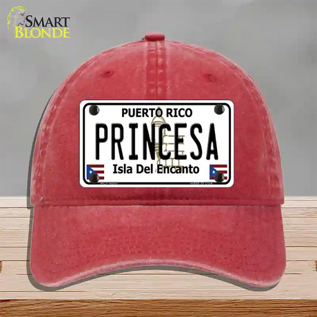 Princesa Puerto Rico Novelty License Plate Hat Unconstructed Cotton / Red