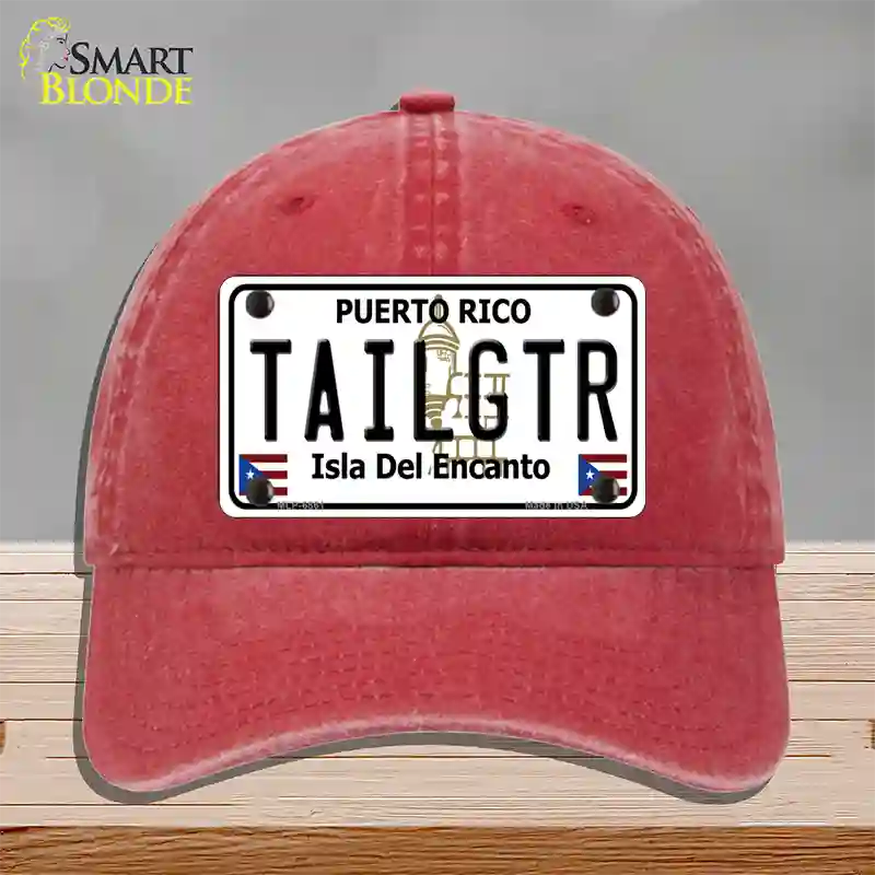 Tailgtr Puerto Rico Novelty License Plate Hat Unconstructed Cotton / Red