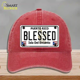 Blessed Puerto Rico Novelty License Plate Hat Unconstructed Cotton / Red