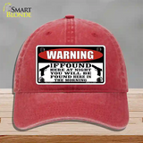 Warning If Found Novelty License Plate Hat Unconstructed Cotton / Red