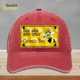 Queen Bee Yellow Novelty License Plate Hat Unconstructed Cotton / Red