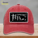 Zombie Family Black Novelty License Plate Hat Unconstructed Cotton / Red