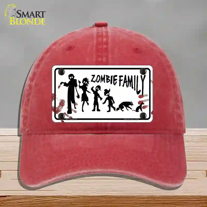 Zombie Family White Novelty License Plate Hat Unconstructed Cotton / Red