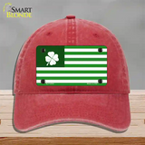 Green Shamrock Flag Novelty License Plate Hat Unconstructed Cotton / Red