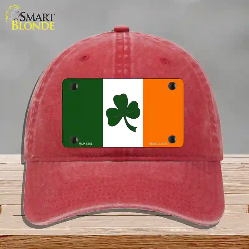 Shamrock Irish Flag Novelty License Plate Hat Unconstructed Cotton / Red