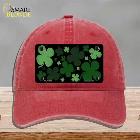 Clovers Novelty License Plate Hat Unconstructed Cotton / Red