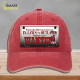 In-laws And Outlaws Novelty License Plate Hat Unconstructed Cotton / Red