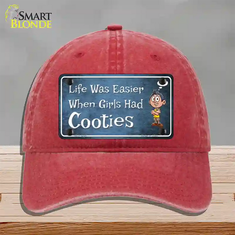 When Girls Had Cooties Novelty License Plate Hat Unconstructed Cotton / Red