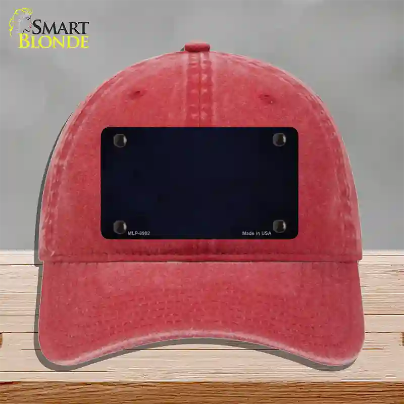 Blue Oil Rubbed Solid Novelty License Plate Hat Unconstructed Cotton / Red