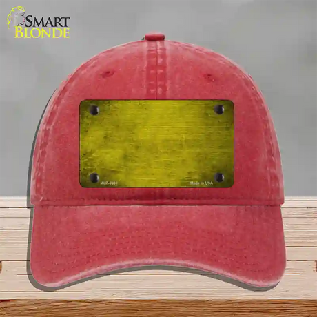 Yellow Oil Rubbed Solid Novelty License Plate Hat Unconstructed Cotton / Red