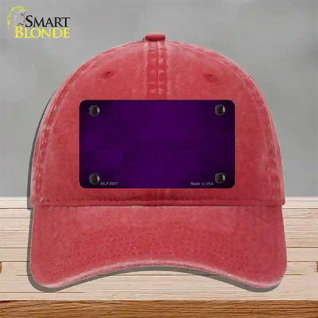 Purple Oil Rubbed Solid Novelty License Plate Hat Unconstructed Cotton / Red